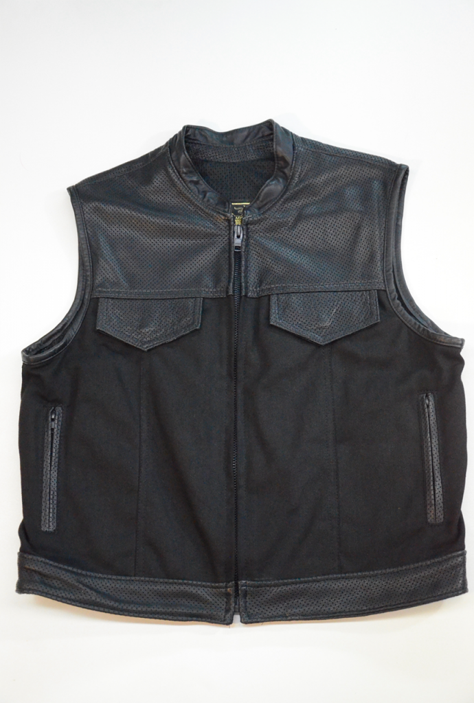 396PD Mens Black Denim Vest US1LEATHERS